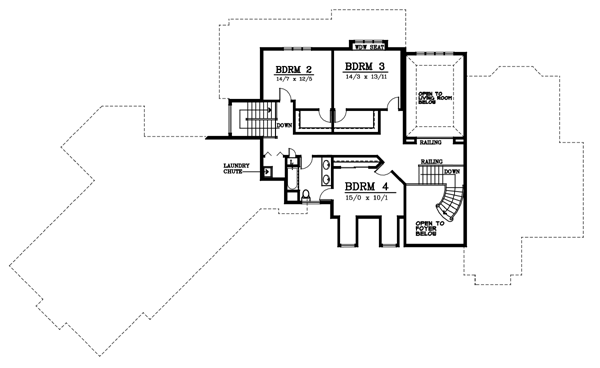 Traditional Floor Plan - Upper Floor Plan #100-205