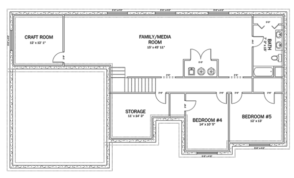 Ranch Floor Plan - Lower Floor Plan #1060-35