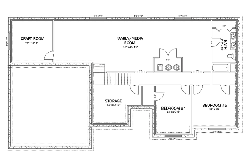 Architectural House Design - Floor Plan - Lower Floor for Ranch House Plan #1060-35 - 5 bed, 3 bath