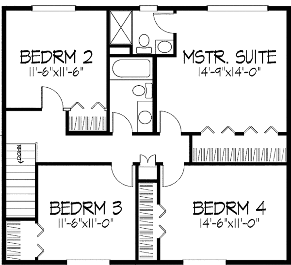 House Plan Design - Tudor Floor Plan - Upper Floor Plan #51-823