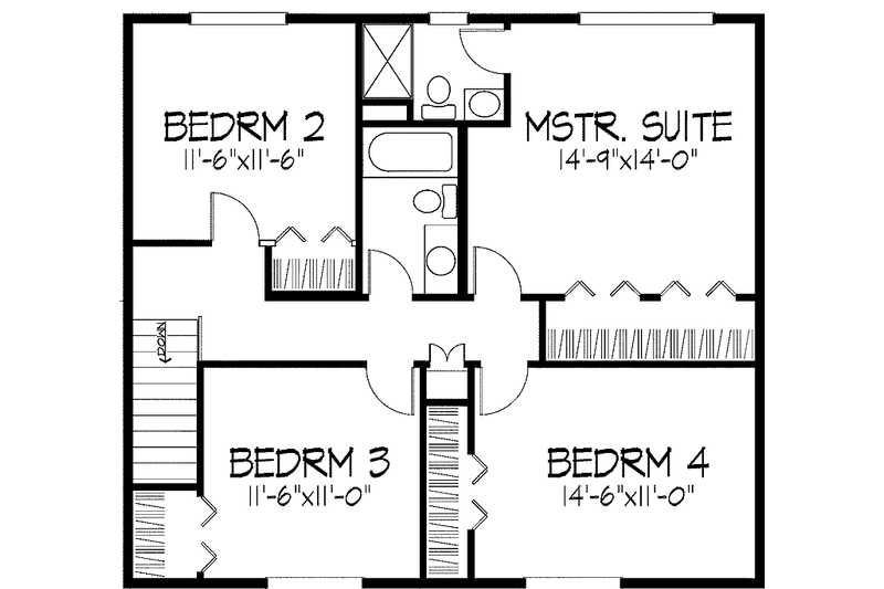 Dream House Plan - Floor Plan - Upper Floor for Tudor House Plan #51-823 - 4 bed, 2.5 bath