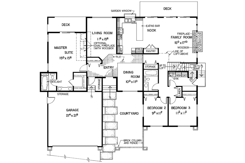 Home Plan - Floor Plan - Main Floor for Contemporary House Plan #60-986 - 3 bed, 2 bath