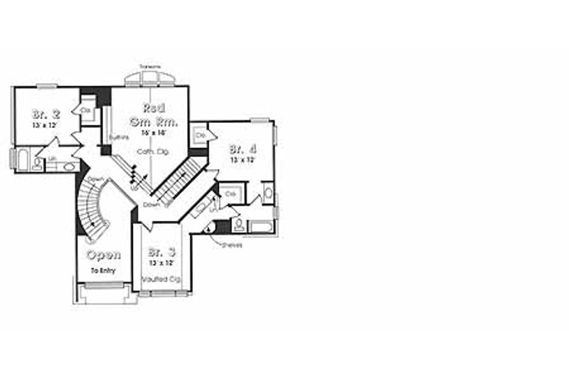 House Blueprint - Floor Plan - Upper Floor for Country House Plan #974-1 - 4 bed, 3.5 bath