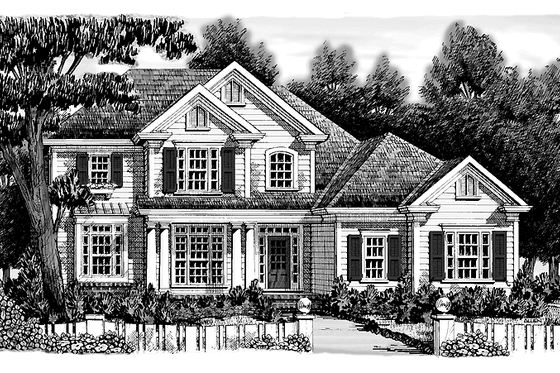 Exterior - Front Elevation 3 for Colonial House Plan #927-886 - 4 bed, 3 bath
