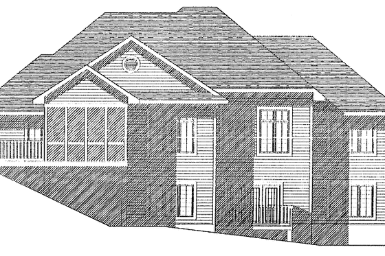 Exterior - Rear Elevation for Traditional House Plan #70-1306 - 3 bed, 2 bath