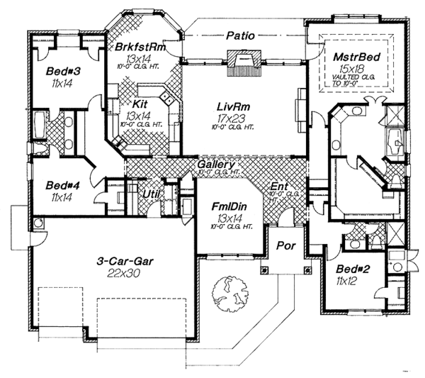 House Blueprint - Ranch Floor Plan - Main Floor Plan #310-1183