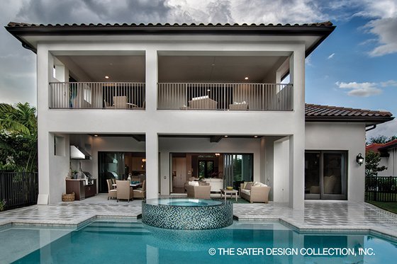 Exterior - Rear Elevation for Mediterranean House Plan #930-449 - 3 bed, 3.5 bath