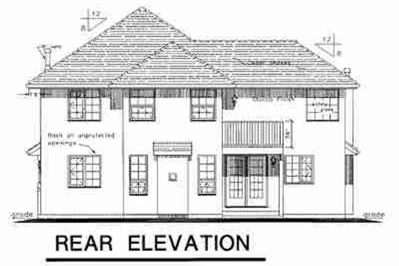 Exterior - Rear Elevation for European House Plan #18-9434 - 5 bed, 2.5 bath