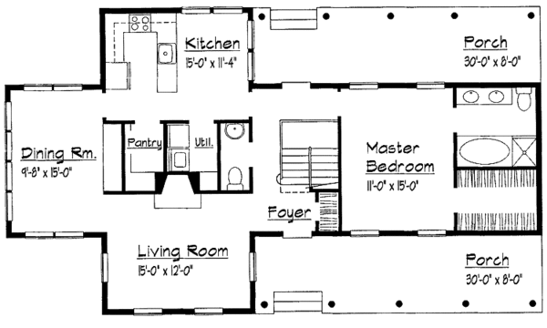 House Design - Country Floor Plan - Main Floor Plan #1051-1