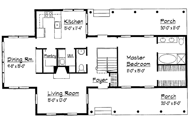 Dream House Plan - Floor Plan - Main Floor for Country House Plan #1051-1 - 4 bed, 2.5 bath