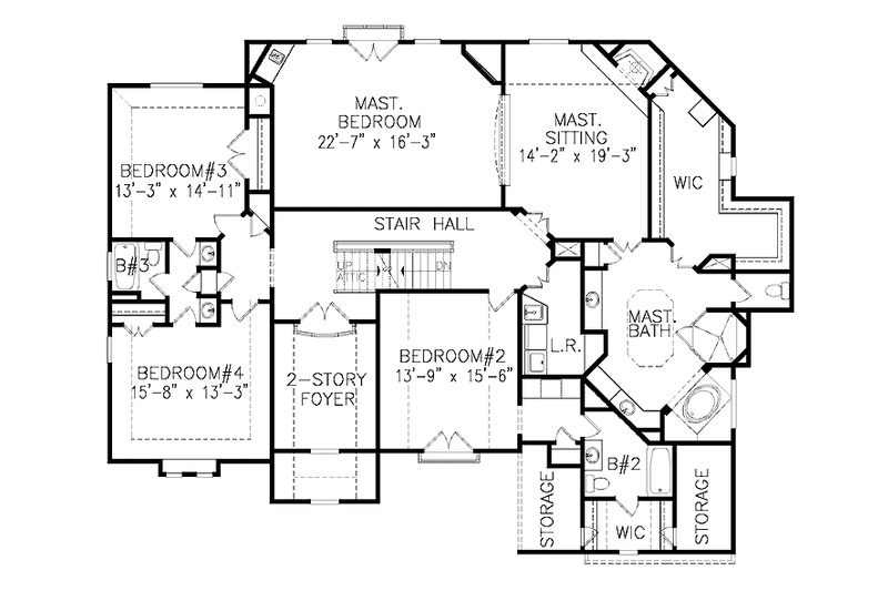 Dream House Plan - Floor Plan - Upper Floor for Craftsman House Plan #54-288 - 4 bed, 4.5 bath