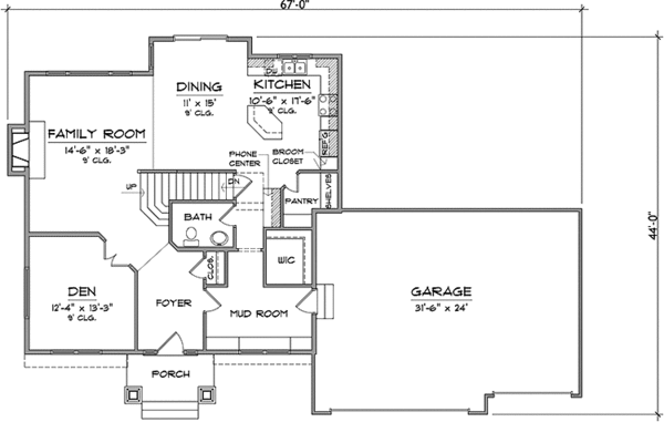 Architectural House Design - Prairie Floor Plan - Main Floor Plan #981-16