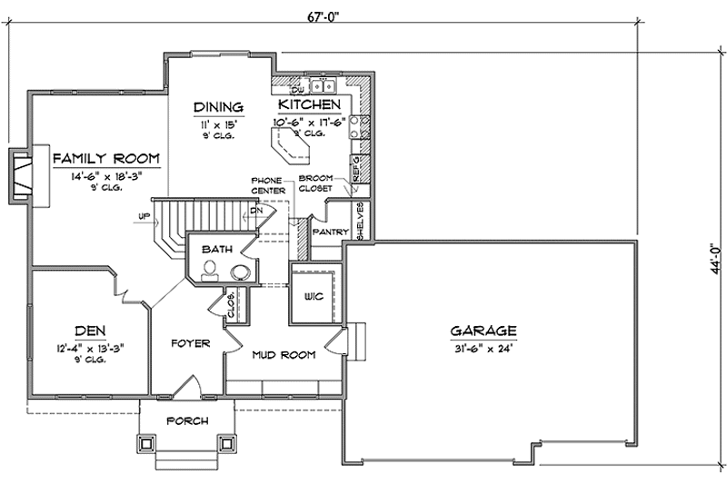 Home Plan - Floor Plan - Main Floor for Prairie House Plan #981-16 - 4 bed, 2.5 bath