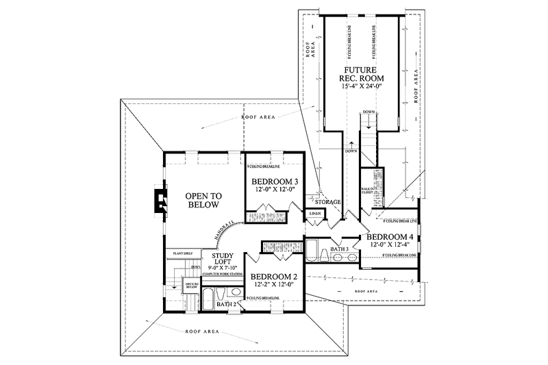Dream House Plan - Floor Plan - Upper Floor for Country House Plan #137-319 - 4 bed, 3.5 bath