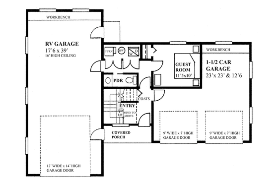 Floor Plan - Main Floor for Traditional House Plan #118-168 - 2 bed, 1.5 bath
