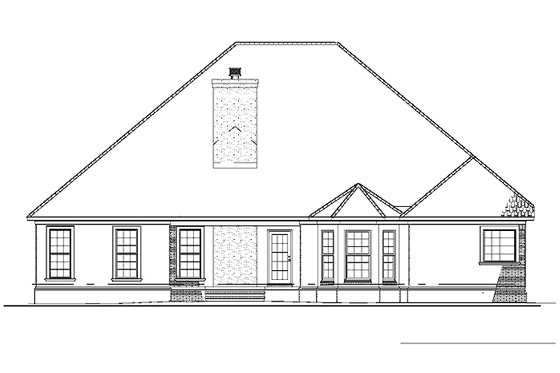 Exterior - Rear Elevation for Ranch House Plan #17-3211 - 4 bed, 3 bath