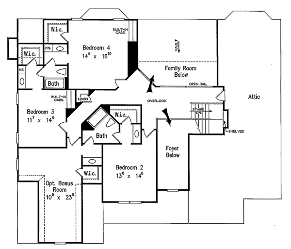 Home Plan - Traditional Floor Plan - Upper Floor Plan #927-573
