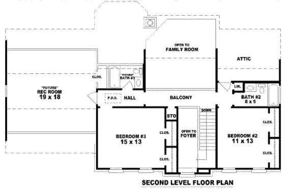 Floor Plan - Upper Floor for European House Plan #81-13652 - 3 bed, 2.5 bath
