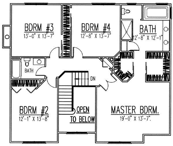 Traditional Floor Plan - Upper Floor Plan #9-101