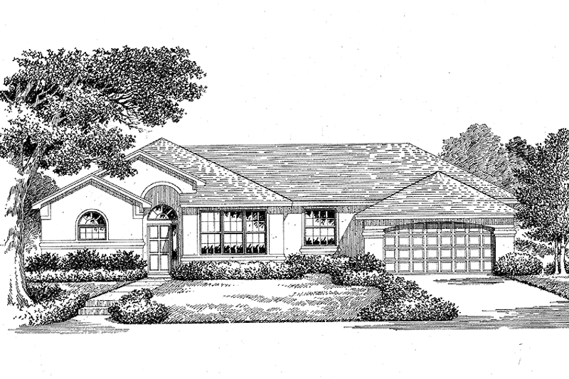 Home Plan - Exterior - Front Elevation 3 for Mediterranean House Plan #999-35 - 3 bed, 2 bath