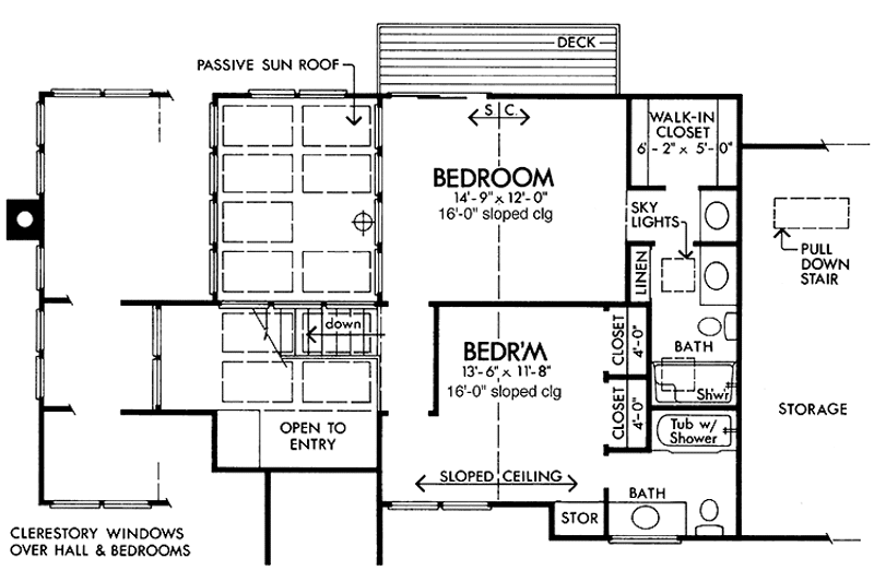 Home Plan - Floor Plan - Upper Floor for Contemporary House Plan #320-1179 - 2 bed, 2.5 bath