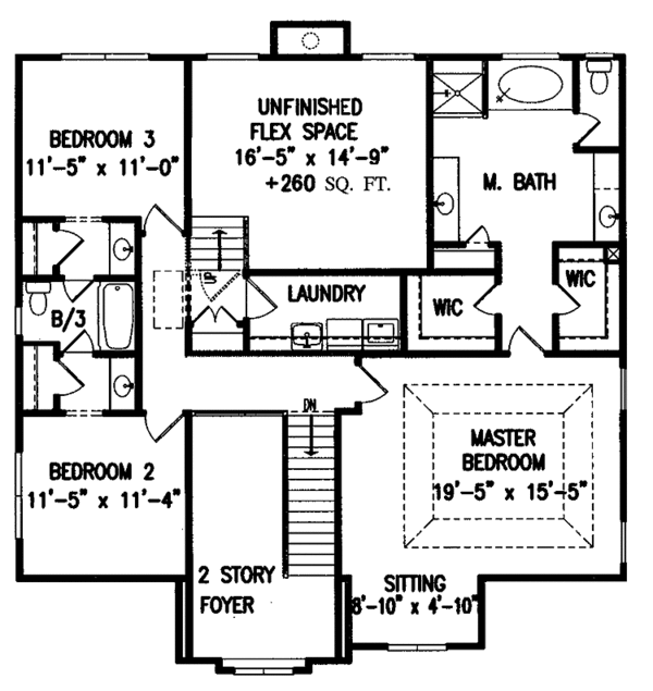 House Blueprint - European Floor Plan - Upper Floor Plan #54-244