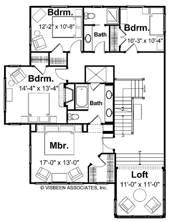 Dream House Plan - Floor Plan - Upper Floor for Farmhouse House Plan #928-437 - 4 bed, 2.5 bath