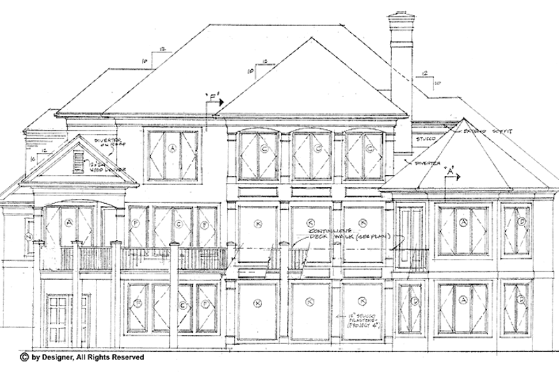 Architectural House Design - Exterior - Rear Elevation for Mediterranean House Plan #453-185 - 4 bed, 3.5 bath
