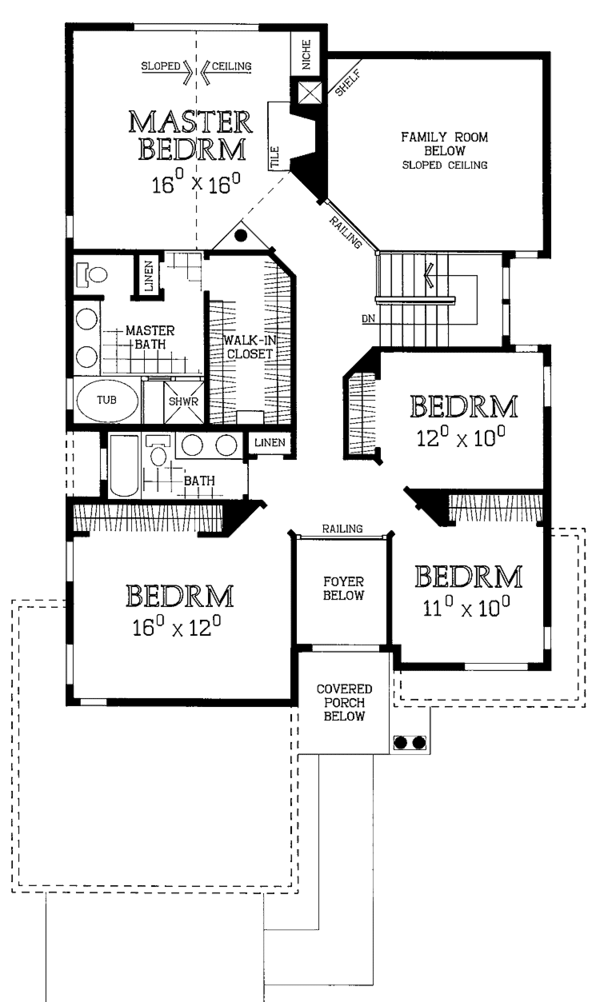 House Design - Traditional Floor Plan - Upper Floor Plan #72-965