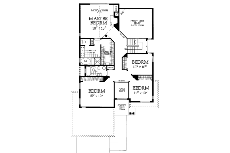 House Blueprint - Floor Plan - Upper Floor for Traditional House Plan #72-965 - 4 bed, 2.5 bath