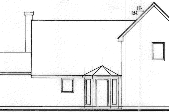 Exterior - Rear Elevation for Farmhouse House Plan #30-355 - 3 bed, 2 bath