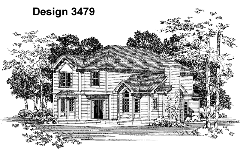 Home Plan - Exterior - Rear Elevation for Mediterranean House Plan #72-955 - 4 bed, 2.5 bath