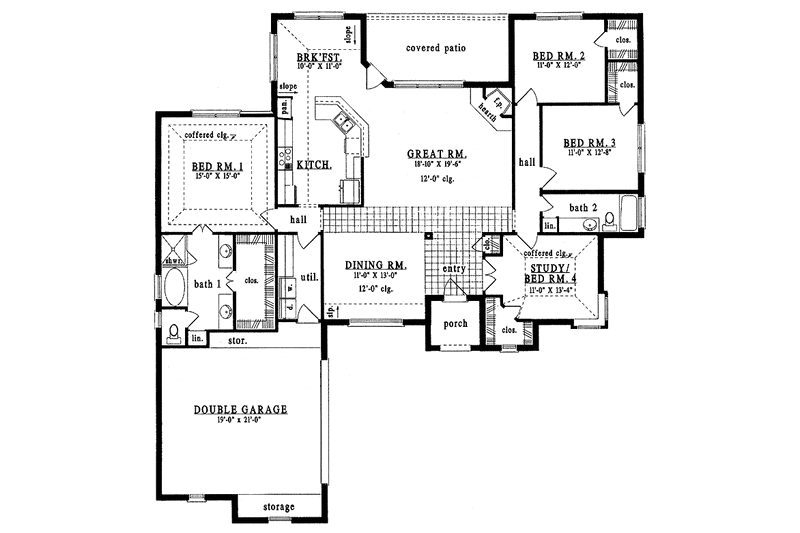 Home Plan - Floor Plan - Main Floor for Country House Plan #42-561 - 4 bed, 2 bath
