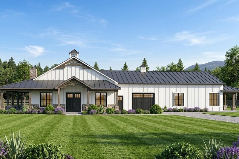 Home Plan - Exterior - Front Elevation 2 for Barndominium House Plan #1064-309 - 4 bed, 4 bath