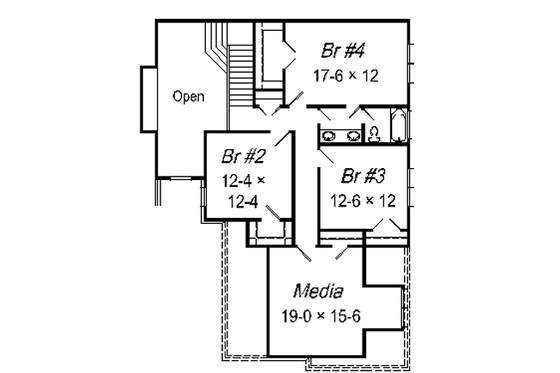 Floor Plan - Upper Floor for European House Plan #329-290 - 4 bed, 2.5 bath