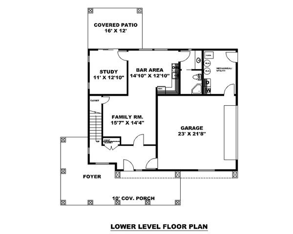 Contemporary Floor Plan - Lower Floor Plan #117-927