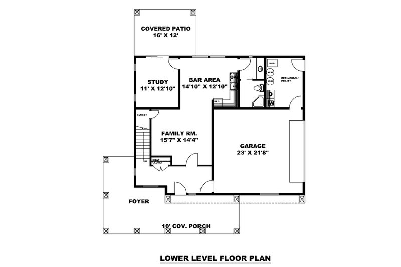 Dream House Plan - Floor Plan - Lower Floor for Contemporary House Plan #117-927 - 3 bed, 3.5 bath