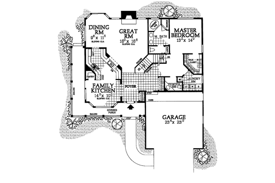 Floor Plan - Main Floor for Country House Plan #72-1005 - 3 bed, 2.5 bath