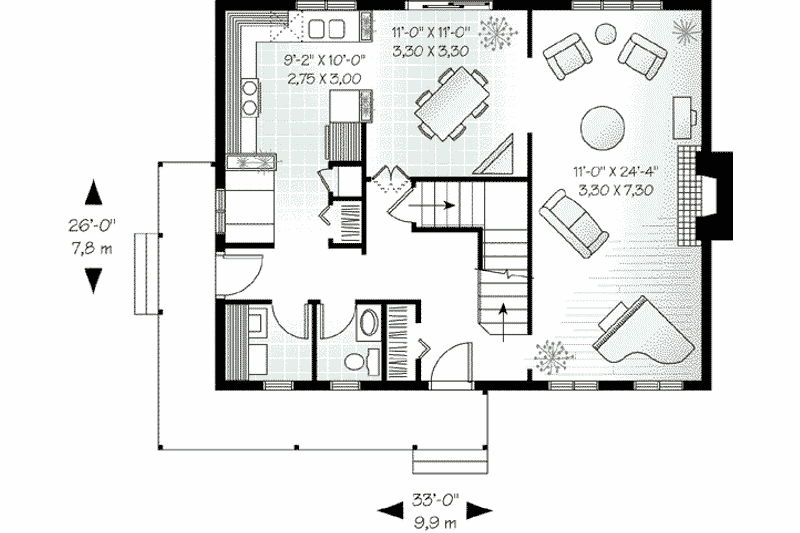 Home Plan - Floor Plan - Main Floor for Cottage House Plan #23-498 - 3 bed, 1.5 bath
