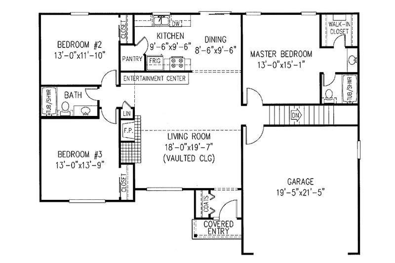 Home Plan - Floor Plan - Main Floor for Contemporary House Plan #11-236 - 3 bed, 2 bath