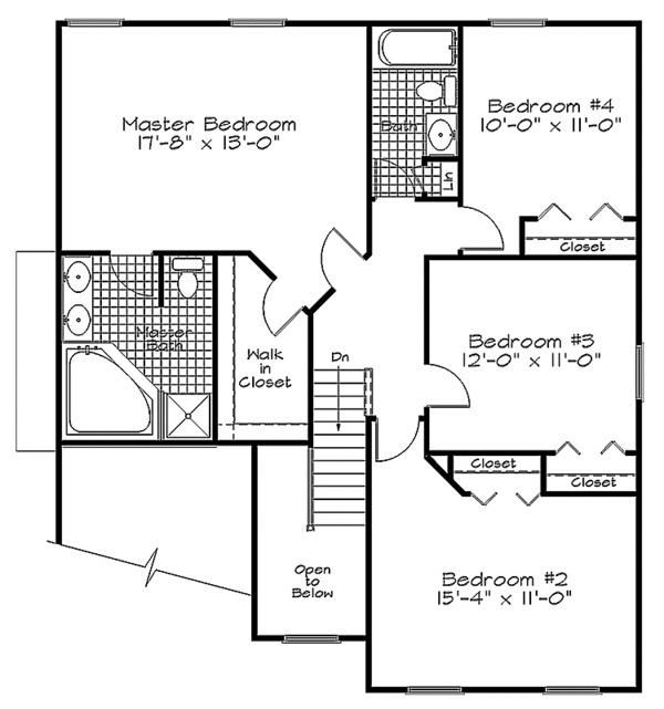 Home Plan - Colonial Floor Plan - Upper Floor Plan #320-907