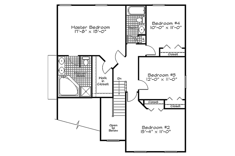 Architectural House Design - Floor Plan - Upper Floor for Colonial House Plan #320-907 - 4 bed, 2.5 bath