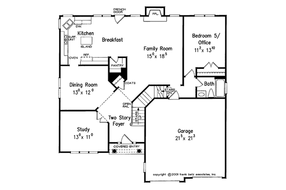 Floor Plan - Main Floor for Traditional House Plan #927-13 - 5 bed, 3 bath