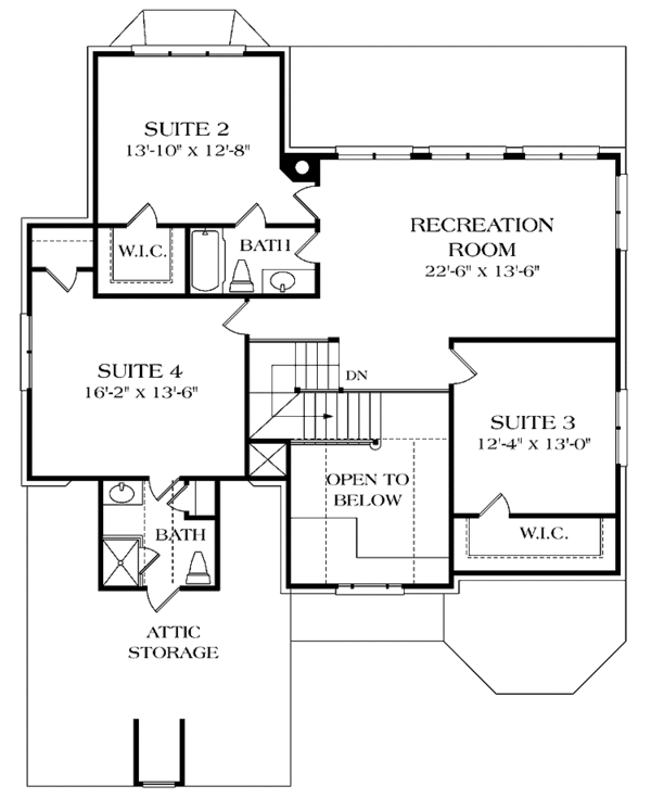 Home Plan - Traditional Floor Plan - Upper Floor Plan #453-399