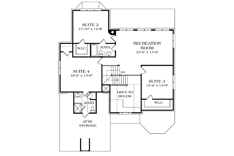 Home Plan - Floor Plan - Upper Floor for Traditional House Plan #453-399 - 4 bed, 3.5 bath
