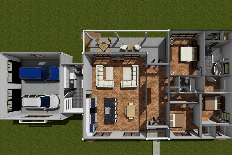 Dream House Plan - Floor Plan - Main Floor 1 for Farmhouse House Plan #513-2257 - 3 bed, 2 bath