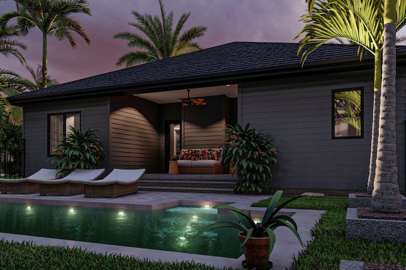 Architectural House Design - Exterior - Rear Elevation 1 for Mediterranean House Plan #455-135 - 3 bed, 2 bath