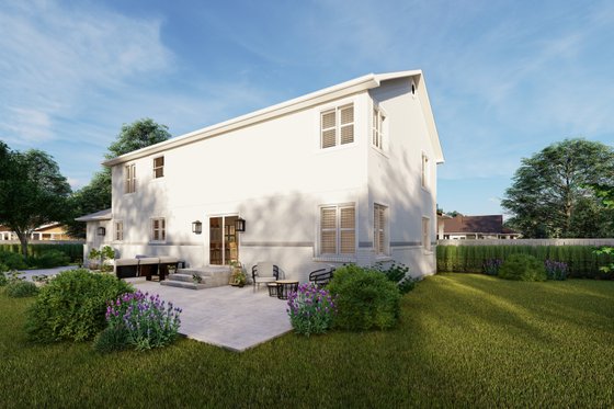 Exterior - Rear Elevation 1 for Traditional House Plan #1060-17 - 7 bed, 4 bath