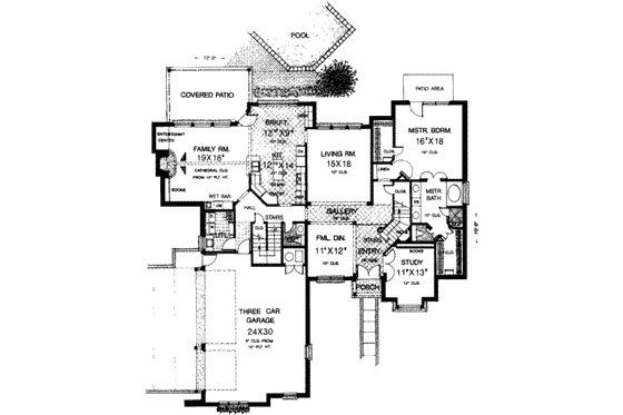 Floor Plan - Main Floor for European House Plan #310-204 - 4 bed, 3.5 bath