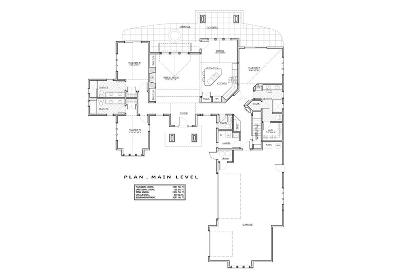House Blueprint - Floor Plan - Main Floor for Craftsman House Plan #892-49 - 3 bed, 4.5 bath